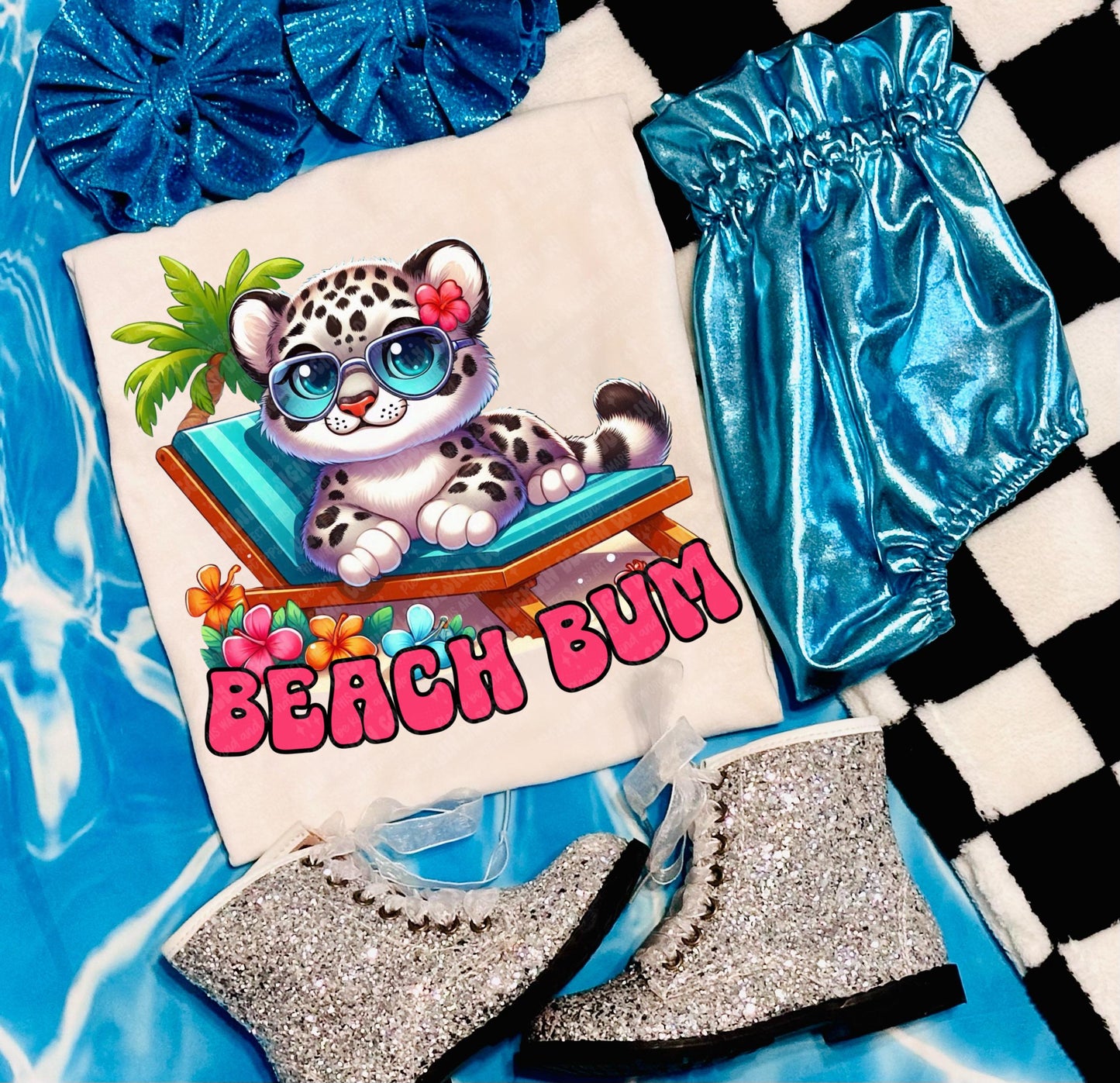 Beach Bum Skull PNG Toddler Girl Digital Design Toddler Girl Sublimation Design