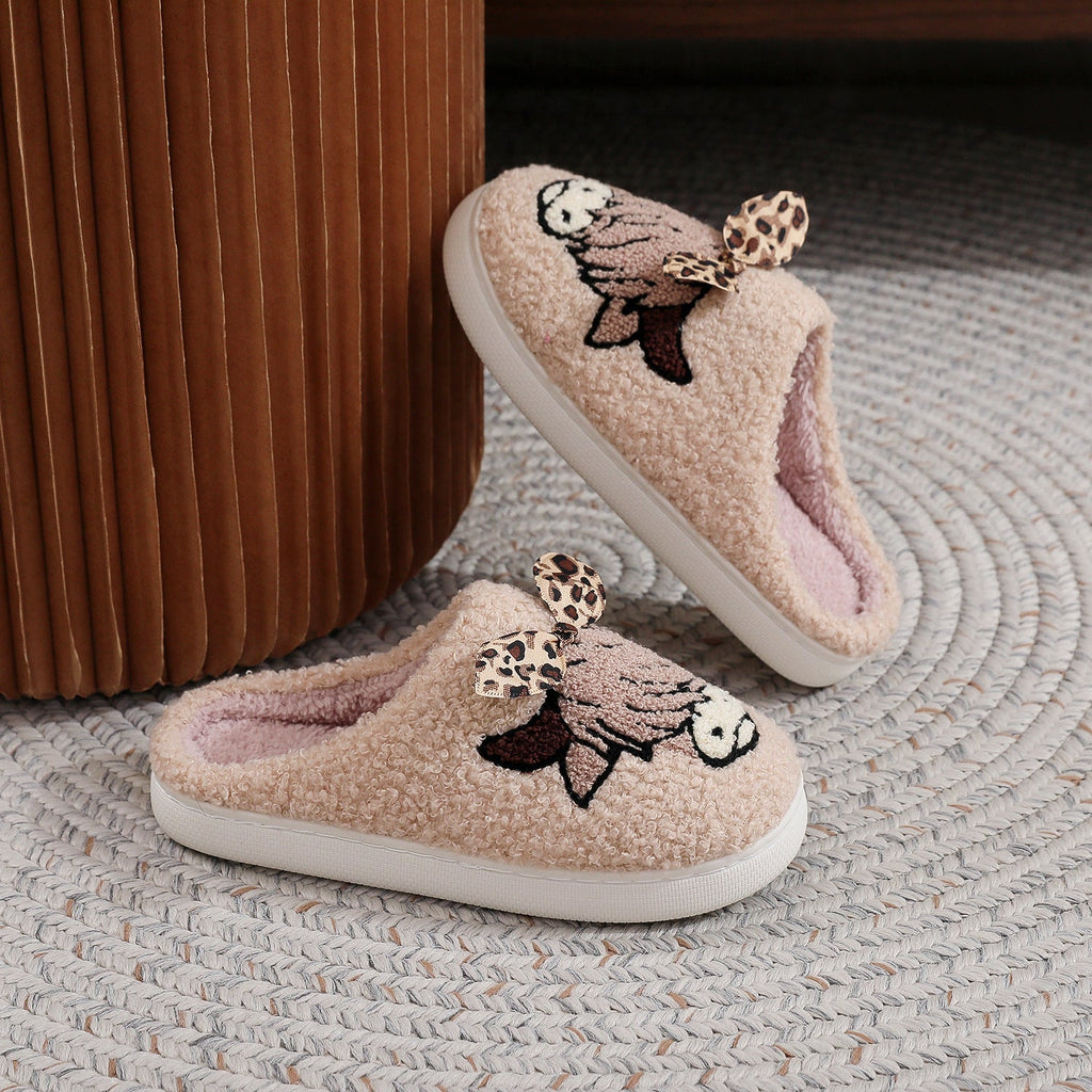 PREORDER: Highland cow with leopard bow slippers 8.24.26 OSYM