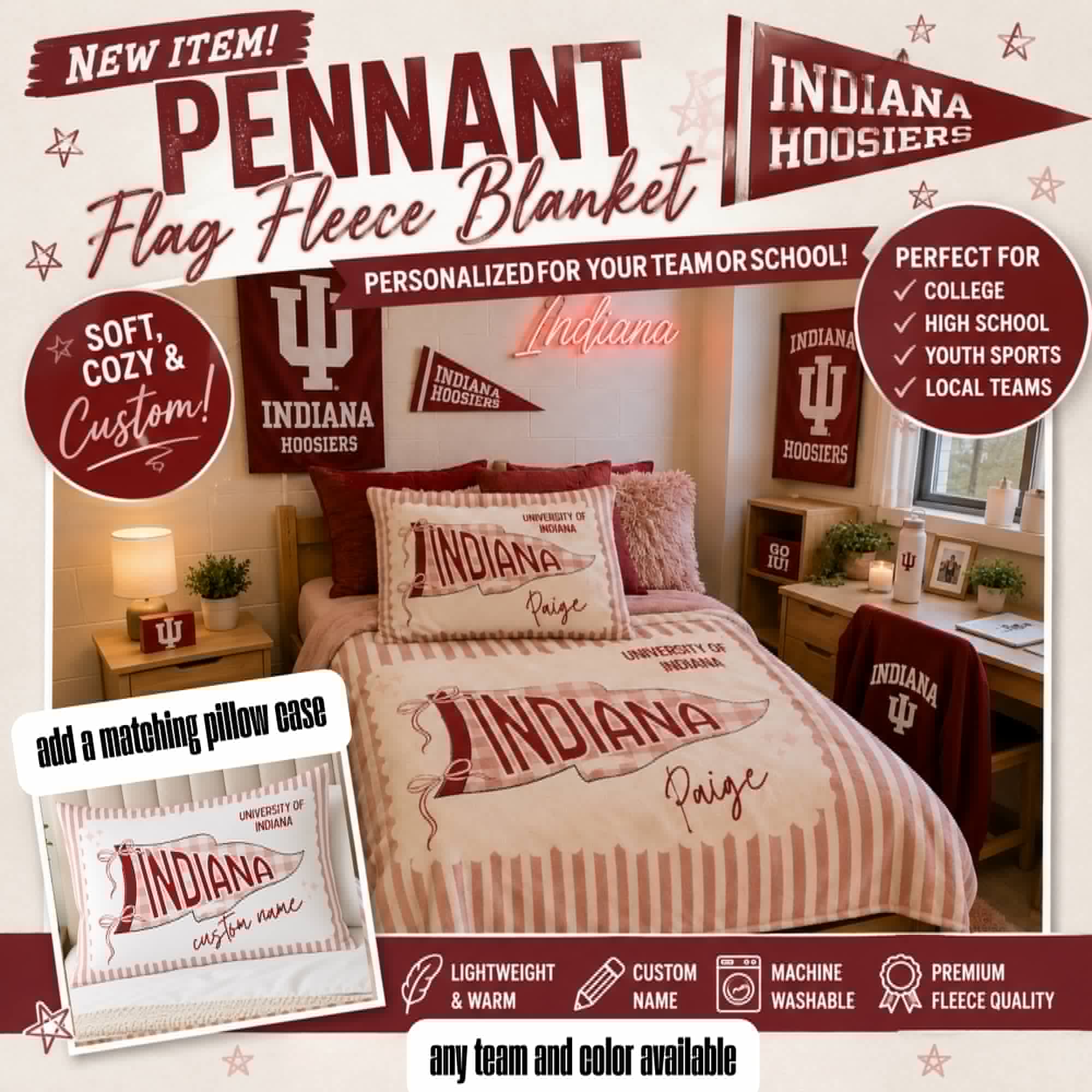 PREORDER: Pennant Flag Fleece Blanket 7.6.26