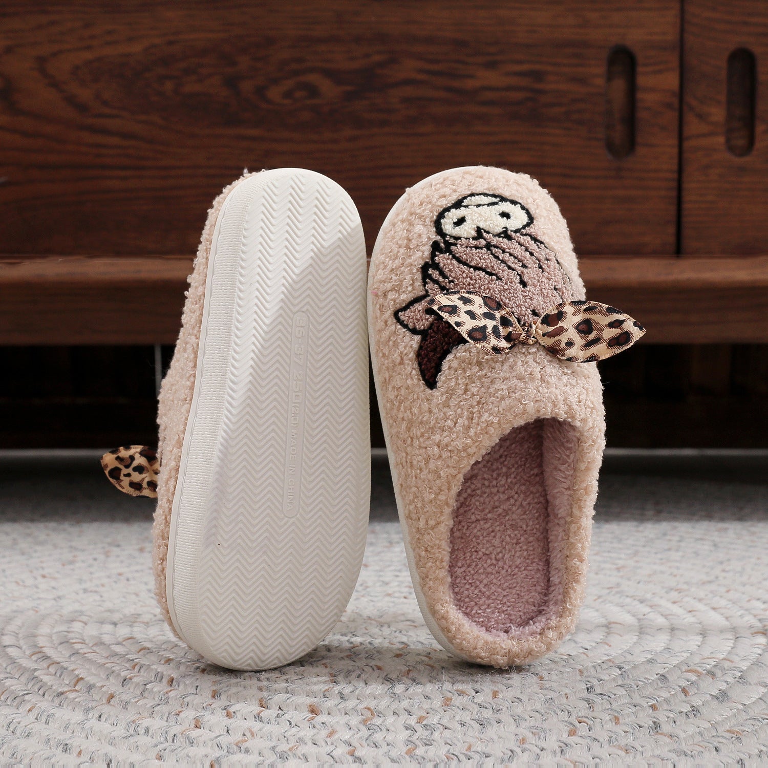 PREORDER: Highland cow with leopard bow slippers 8.24.26 OSYM
