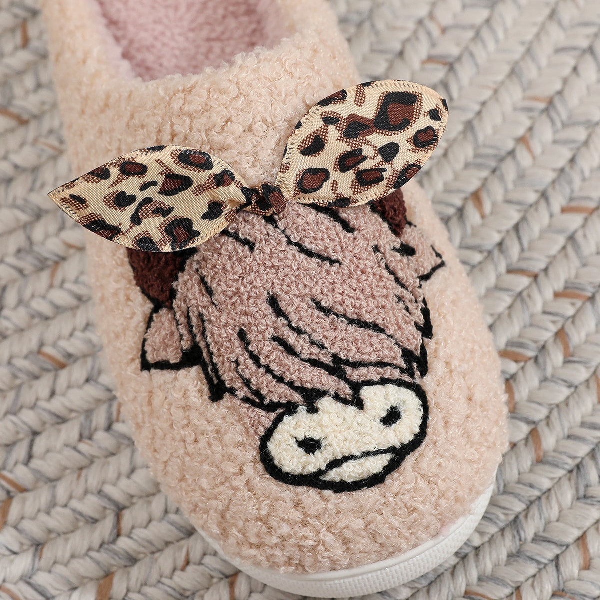 PREORDER: Highland cow with leopard bow slippers 8.24.26 OSYM