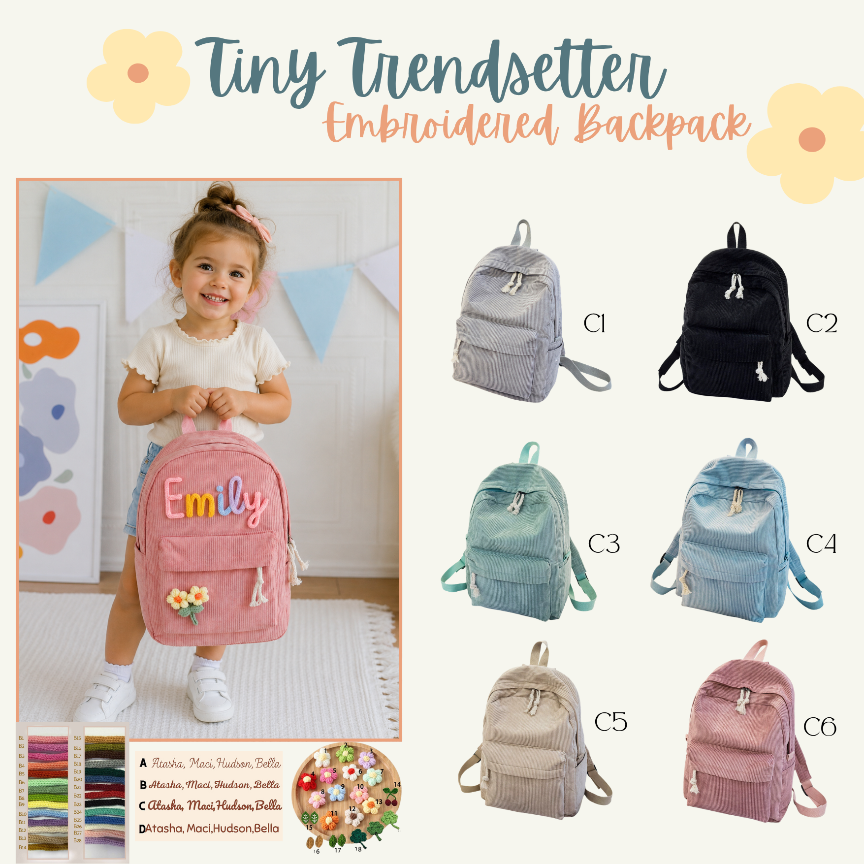 PREORDER: Tiny Trendsetter Embroidered Backpack RERUN 6.15.26