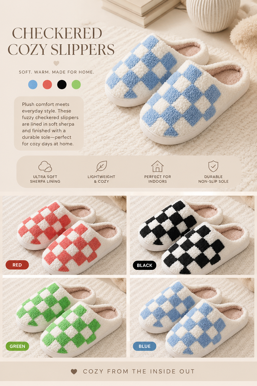 PREORDER: Checkered Cozy Slippers 8.24.26 OSYM