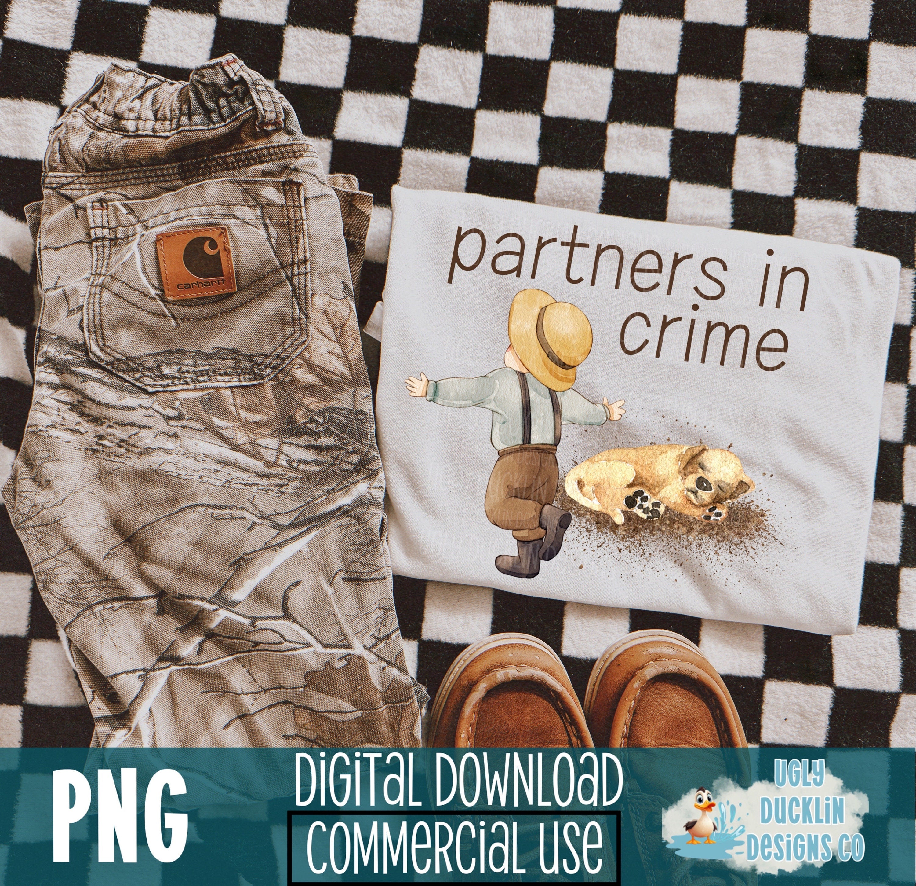 Partner in Crime PNG Toddler Boy Digital Design Country Sublimation Design