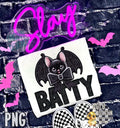 Batty PNG Halloween Digital Download Spooky Sublimation Faux Embroidery