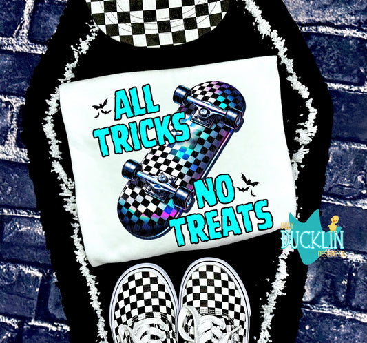 All Trick No Treats PNG Kids Digital Design Skateboard Sublimation Design