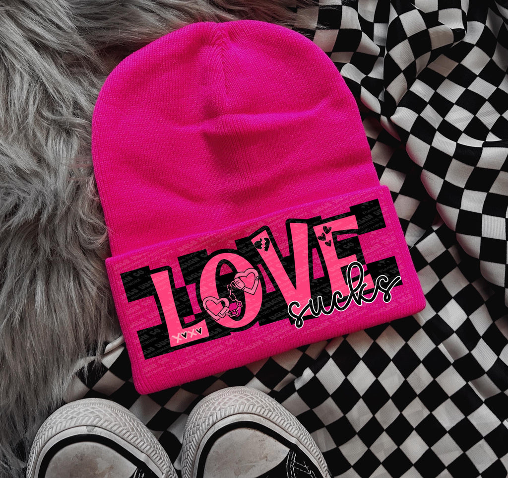 Love Sucks PNG Valentines Digital Design Checkered Sublimation Design