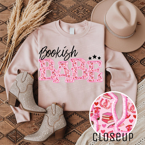 Bookish Babe PNG Bookish Digital Download Faux Embroidery Sublimation