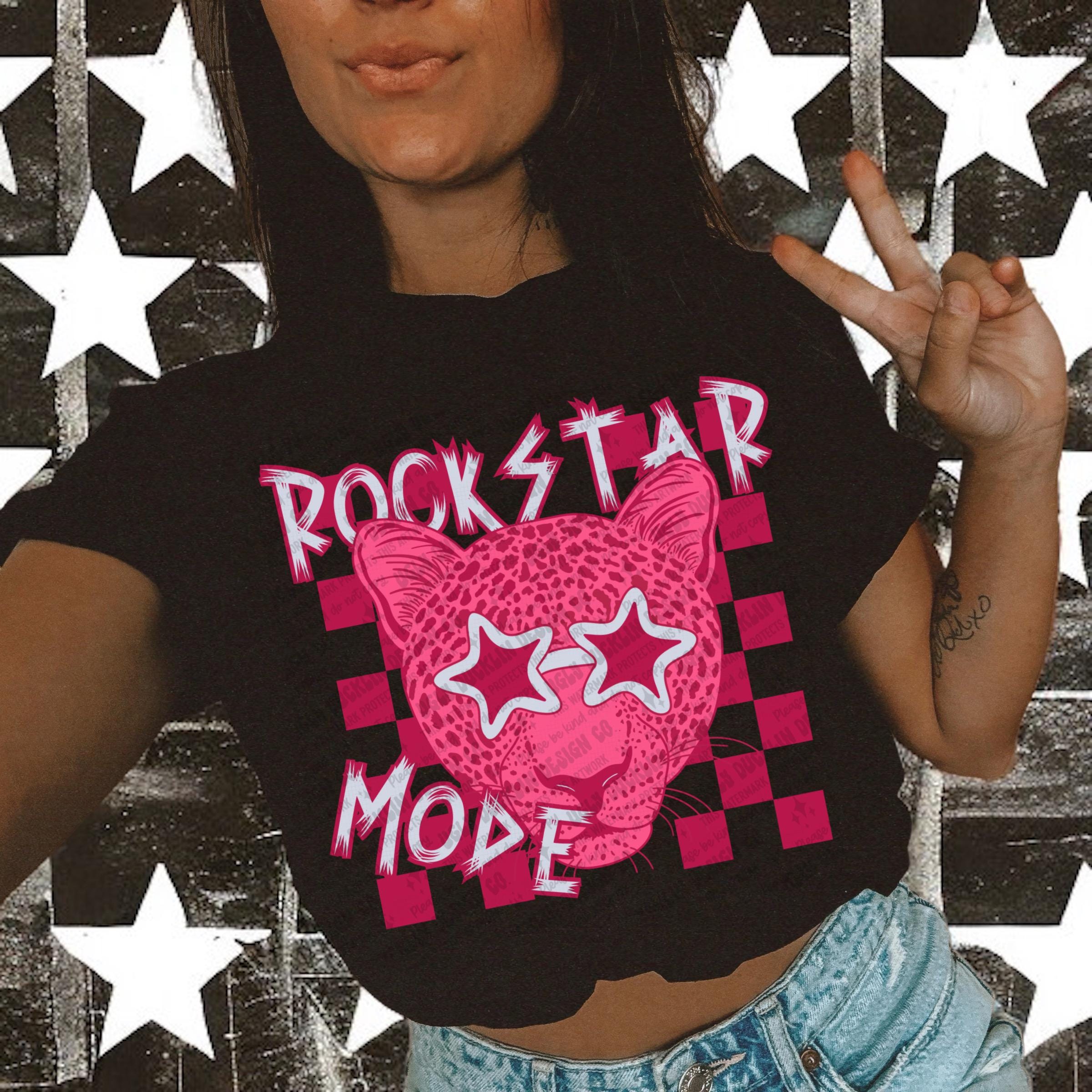 Rockstar Mode PNG Summer Digital Design Leopard Sublimation Design