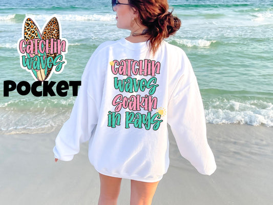 Catchin Waves PNG Summer Digital Design Soakin In Rays Sublimation Design