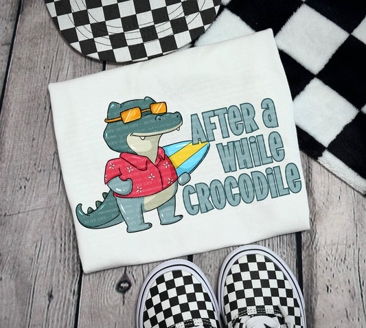Crocodile PNG Toddler Boy Digital Design Beach Sublimation Design