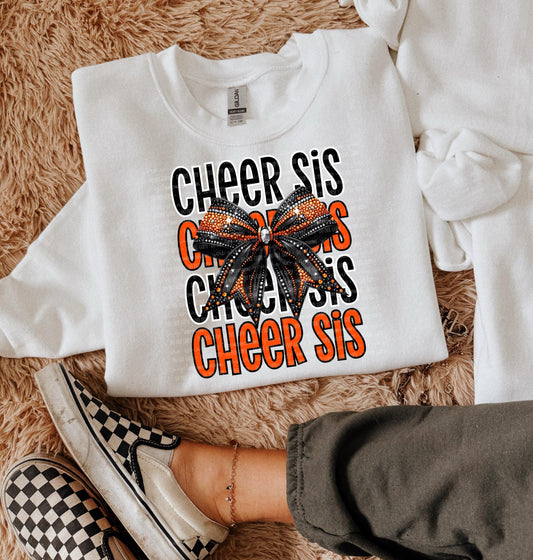 Cheer Sis orange PNG School Spirit Digital Download Cheerleader Sublimation