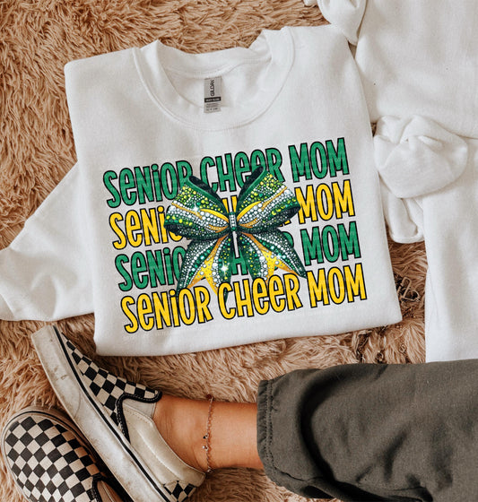 Senior Cheer Mom Green PNG School Spirit Digital Download Cheerleader Sublimation
