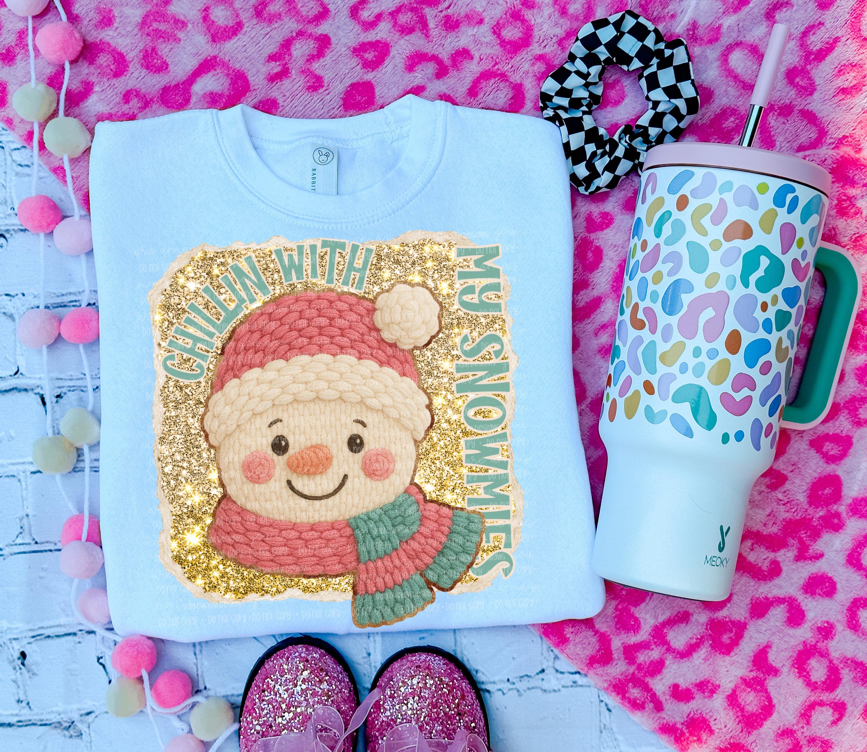 Chillin with my Snowmies PNG Festive Digital Design Christmas Sublimation Design