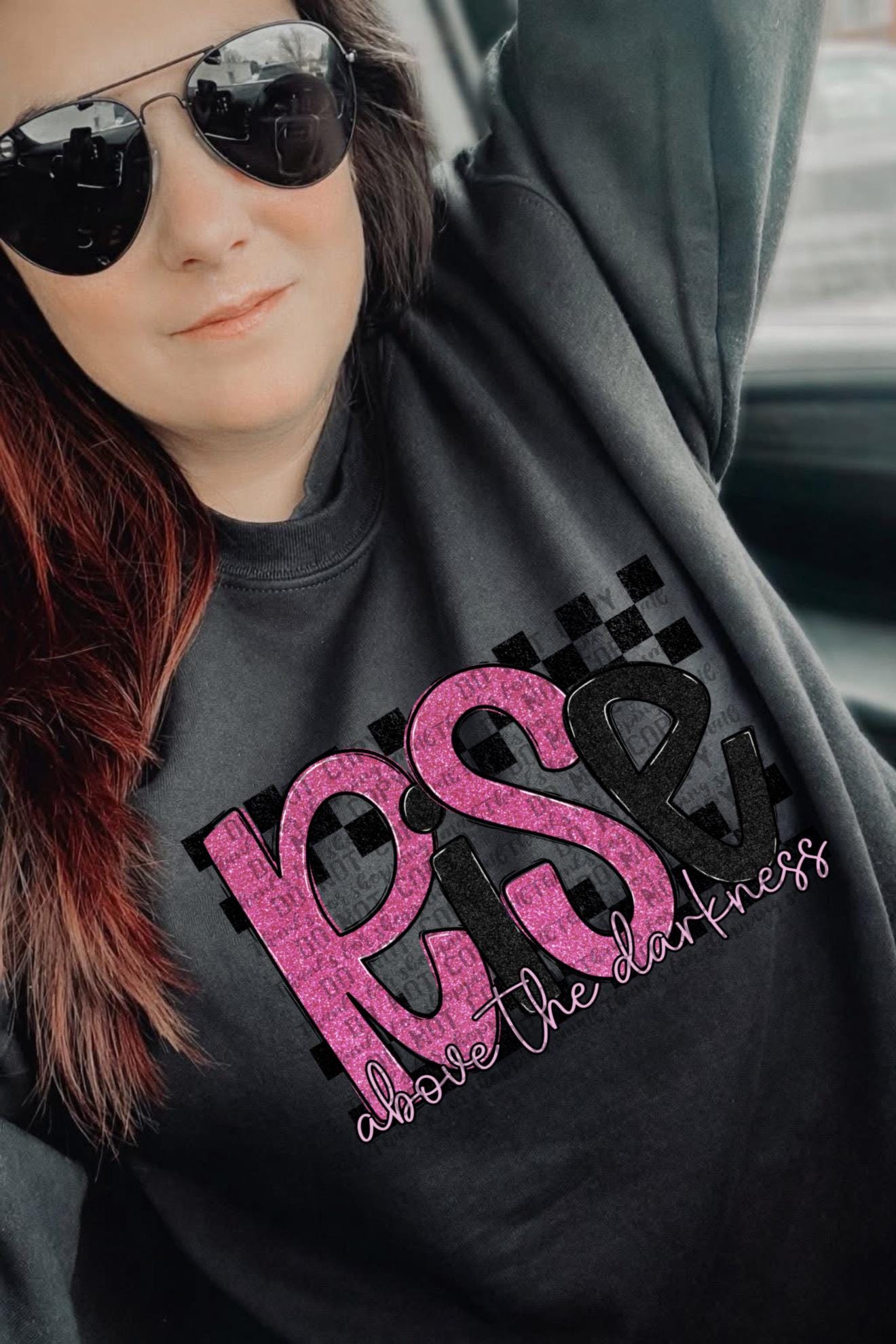 Rise Above the Darkness PNG Faux Embroidery Digital Design Mental Health Sublimation Design