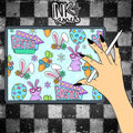 Easter Seamless bunny Digital Paper Easter Egg Repeating Pattern
