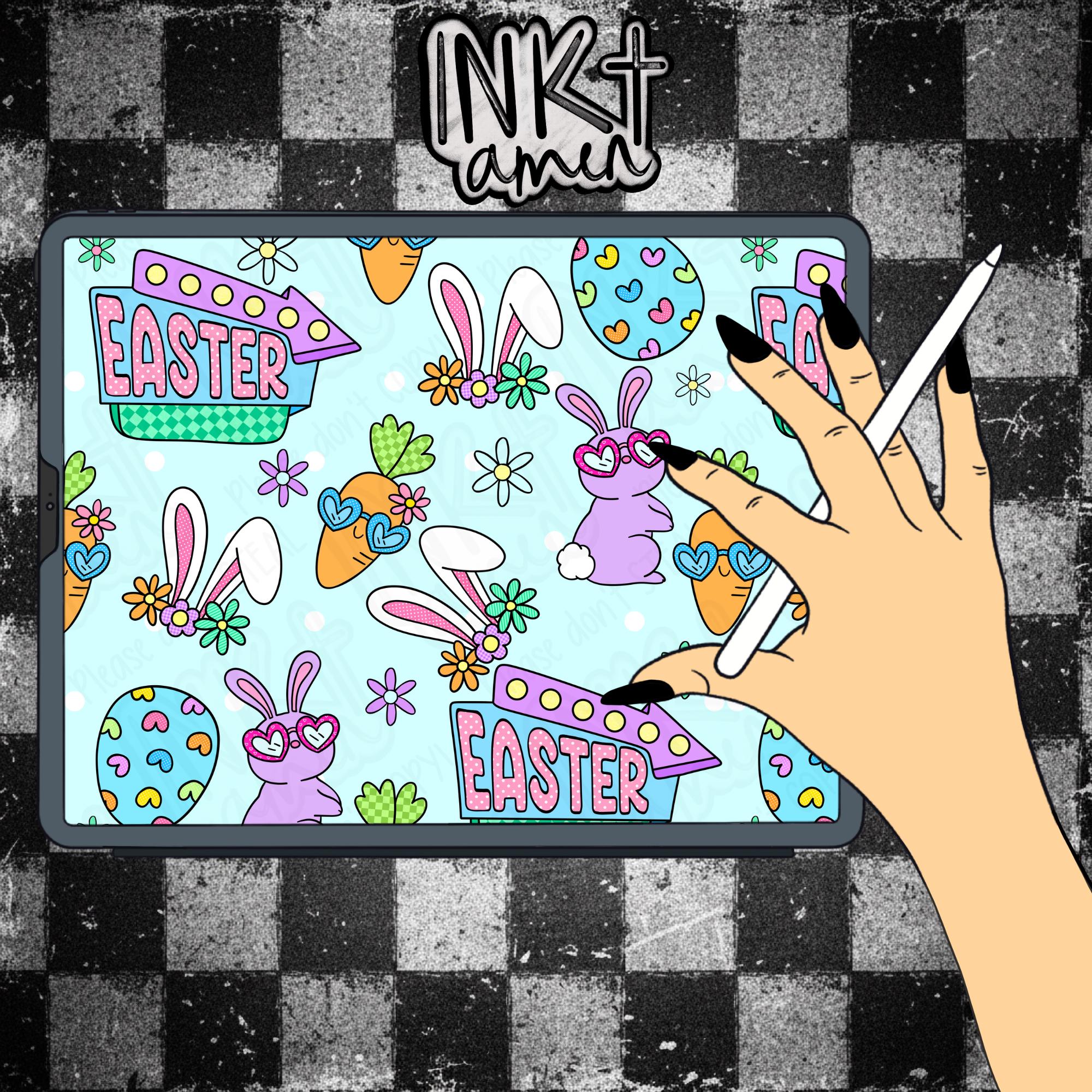 Easter Seamless bunny Digital Paper Easter Egg Repeating Pattern