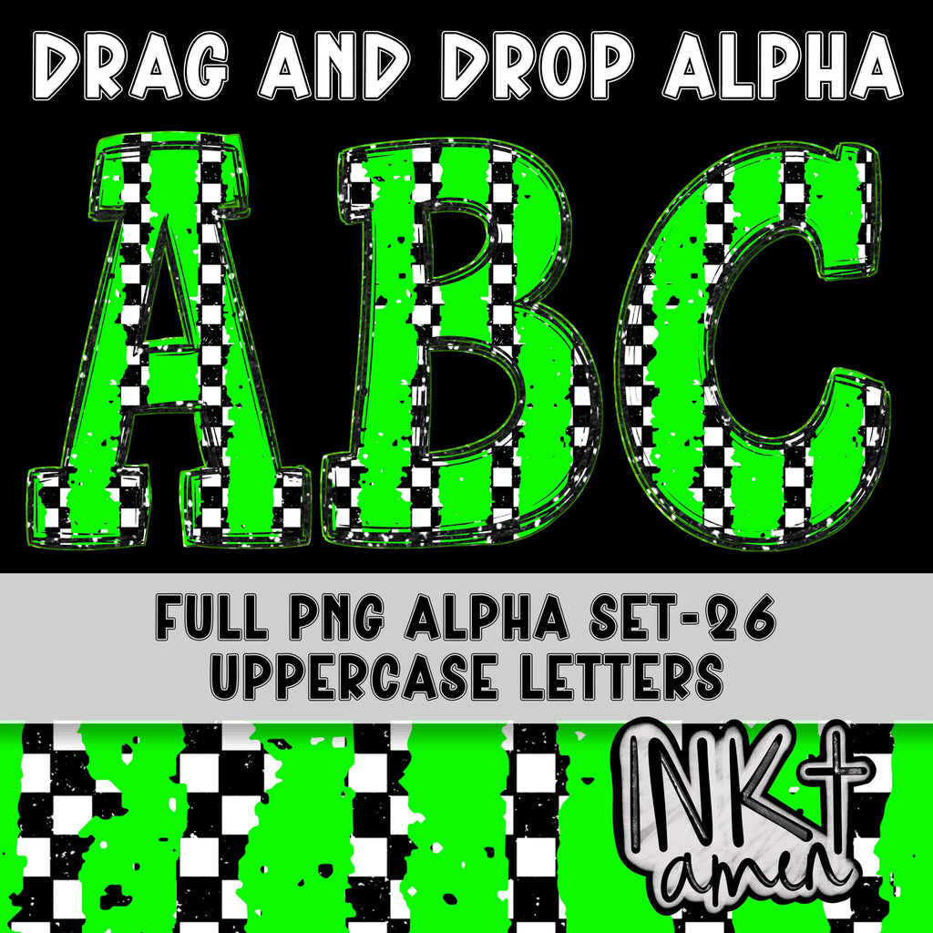 Green Checkered Alpha, Drag and Drop Alpha, Alpha PNG Set, Doodle Alpha Set