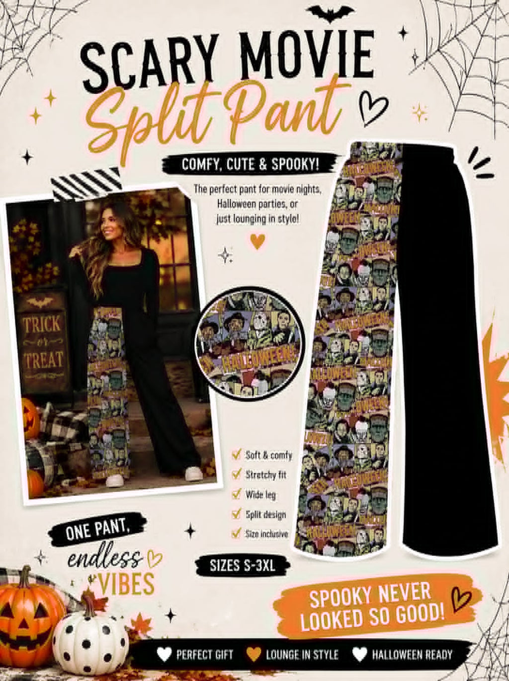 PREORDER: Exclusive Halloween Custom Split Leg Pants 8.24.26 osym